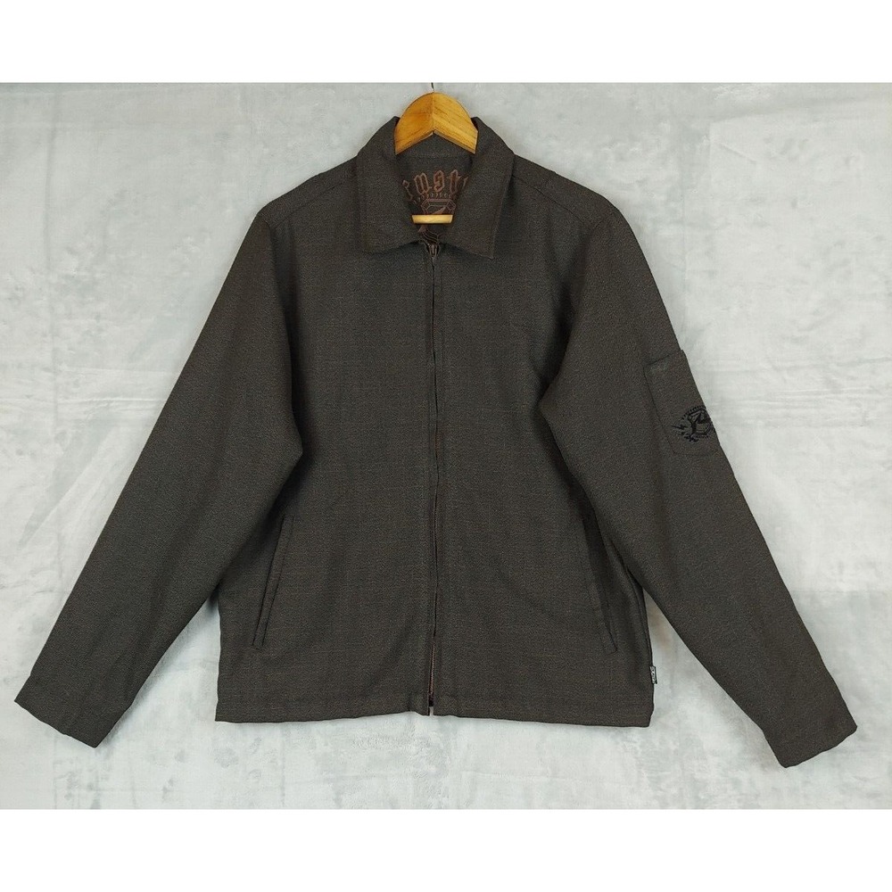 Rusty Death Or Glory Mens Brown Full Zip Jacket Lined Window Pane Pockets